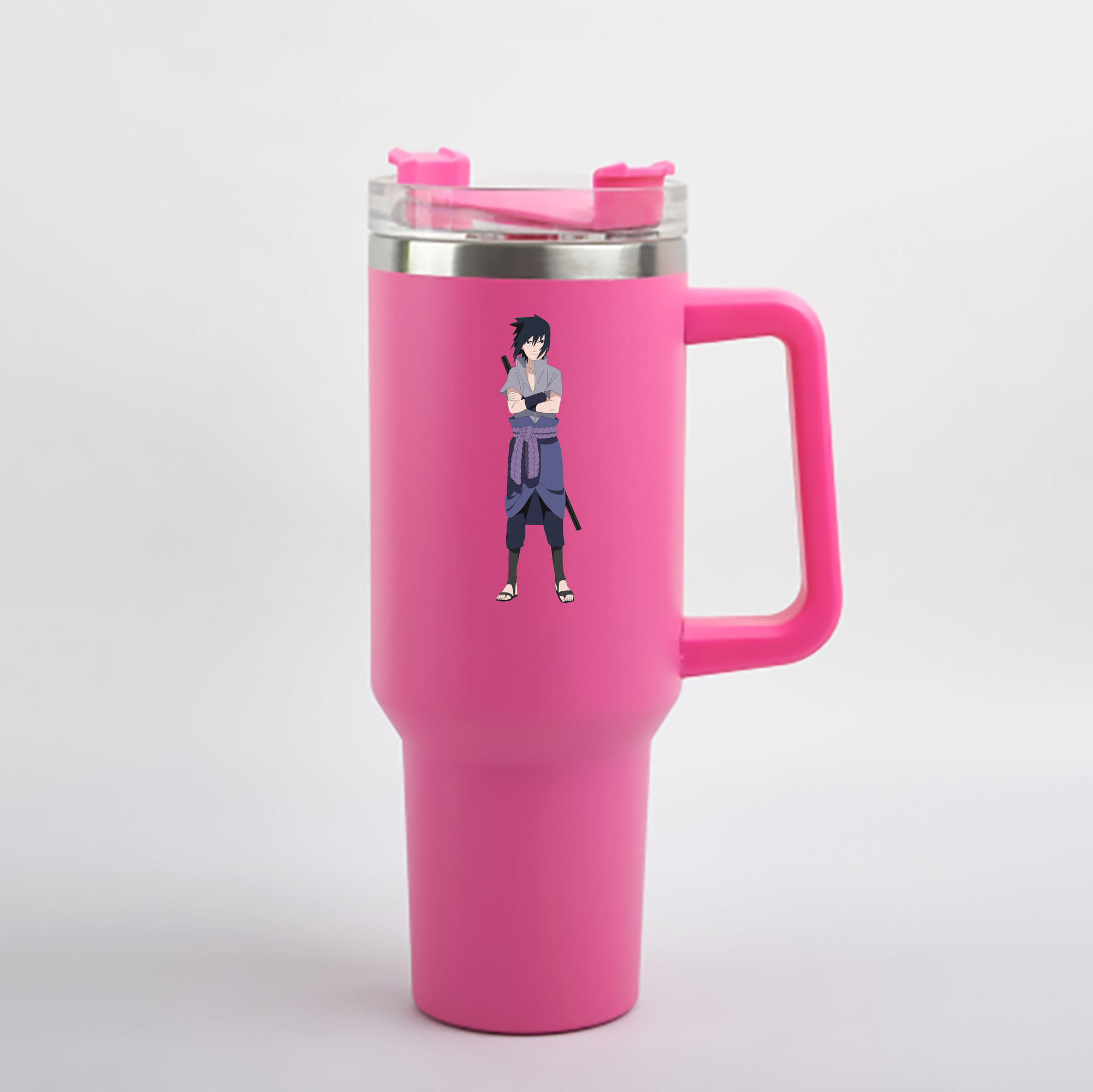 （画像用） NARUTO -ナルト- うちは サスケ Uchiha Sasuke 1200mL車用タンブラー - クリスタルステッカー（プラスチックストロー付き）